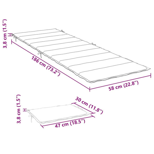 vidaXL Μαξιλάρι Ξαπλώστρας Μπορντό 186x58x4 εκ. από Ύφασμα Oxford