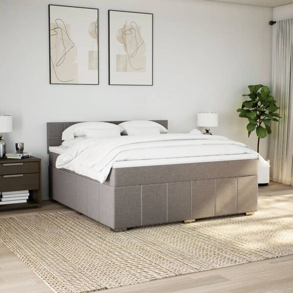vidaXL &Kappa;&rho;&epsilon;&beta;ά&tau;&iota; Boxspring &mu;&epsilon; &Sigma;&tau;&rho;ώ&mu;&alpha; Taupe 180x200 &epsilon;&kappa;. &Upsilon;&phi;&alpha;&sigma;&mu;ά&tau;&iota;&nu;&omicron;