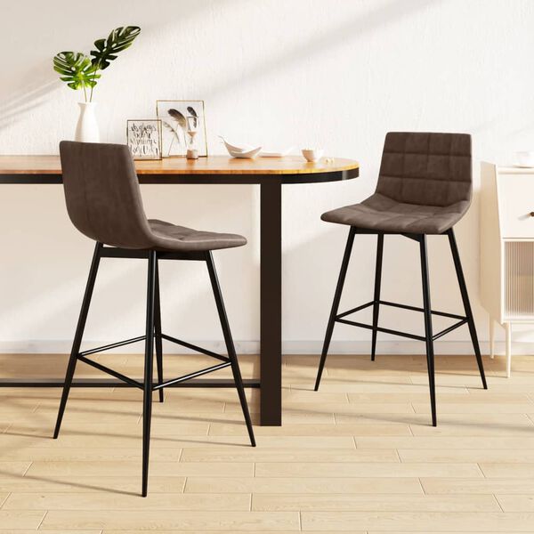 vidaXL Σκαμπό Μπαρ 2 τεμ. Σκούρο Καφέ από Συνθετικό Δέρμα