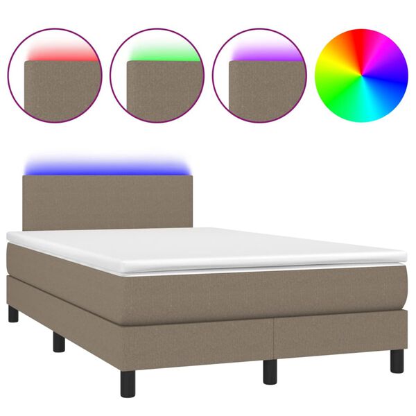 vidaXL &Kappa;&rho;&epsilon;&beta;ά&tau;&iota; Boxspring &mu;&epsilon; &Sigma;&tau;&rho;ώ&mu;&alpha; & LED Taupe 120x190 &epsilon;&kappa;. &Upsilon;&phi;&alpha;&sigma;&mu;ά&tau;&iota;&nu;&omicron;