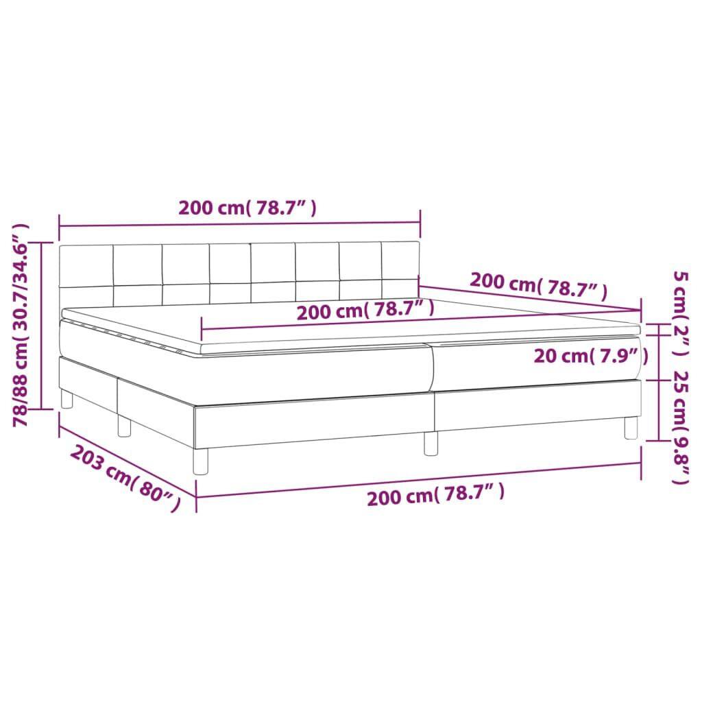 vidaXL Κρεβάτι Boxspring με Στρώμα Μαύρο 200x200 εκ. Βελούδινο