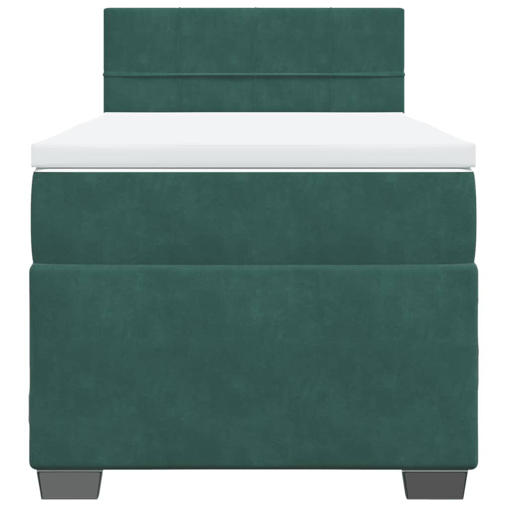 vidaXL Κρεβάτι Boxspring με Στρώμα Σκούρο Πράσινο 80x200 εκ. Βελούδινο