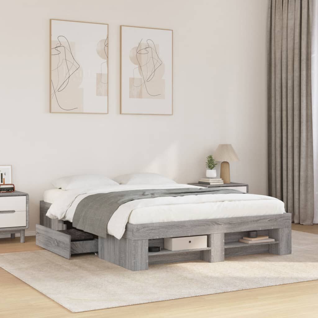 vidaXL Πλαίσιο Κρεβατιού Γκρι Sonoma 140x200 εκ. Επεξεργασμένο Ξύλο