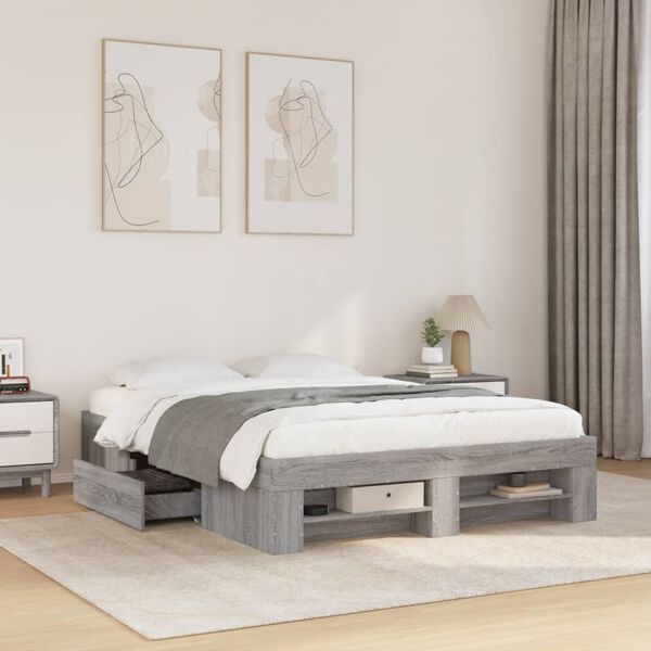 vidaXL Πλαίσιο Κρεβατιού Γκρι Sonoma 140x200 εκ. Επεξεργασμένο Ξύλο