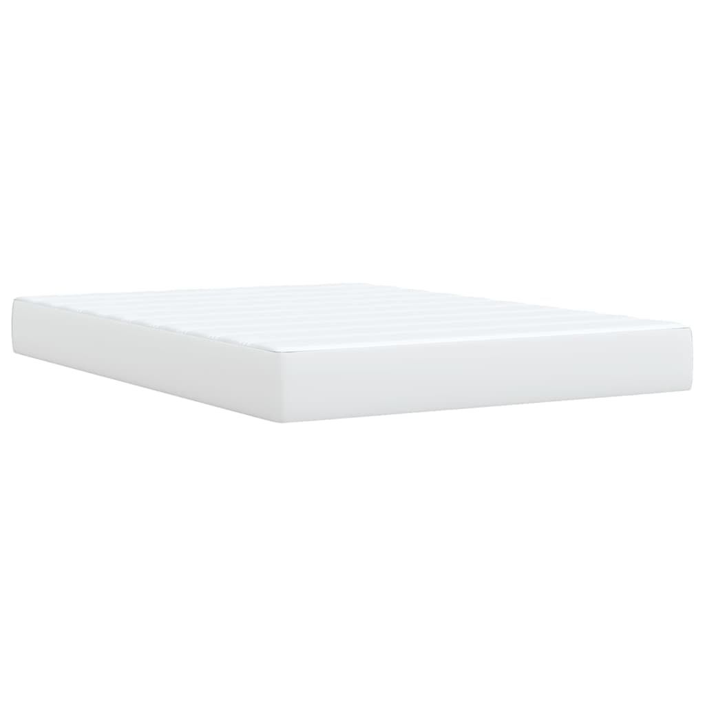 vidaXL Κρεβάτι Boxspring με Στρώμα Λευκό 140x190εκ.από Συνθετικό Δέρμα