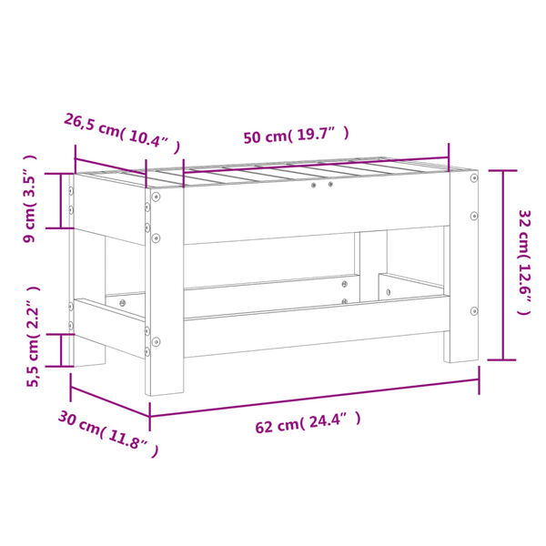 vidaXL Υποπόδιο Κήπου 62 x 30 x 32 εκ. από Εμποτισμένο Ξύλο Πεύκου
