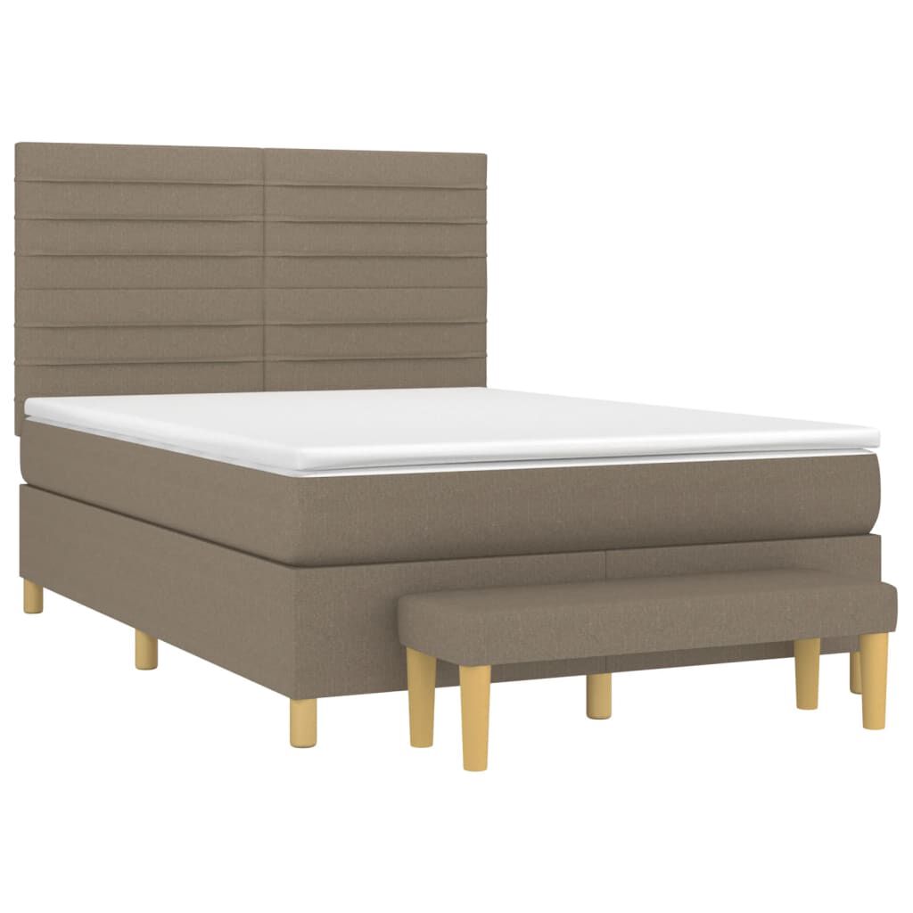 vidaXL Κρεβάτι Boxspring με Στρώμα Taupe 140x200 εκ. Υφασμάτινο