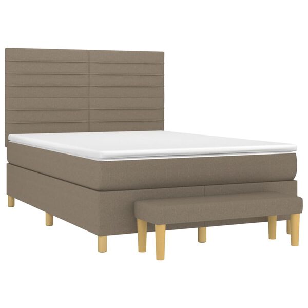 vidaXL Κρεβάτι Boxspring με Στρώμα Taupe 140x200 εκ. Υφασμάτινο
