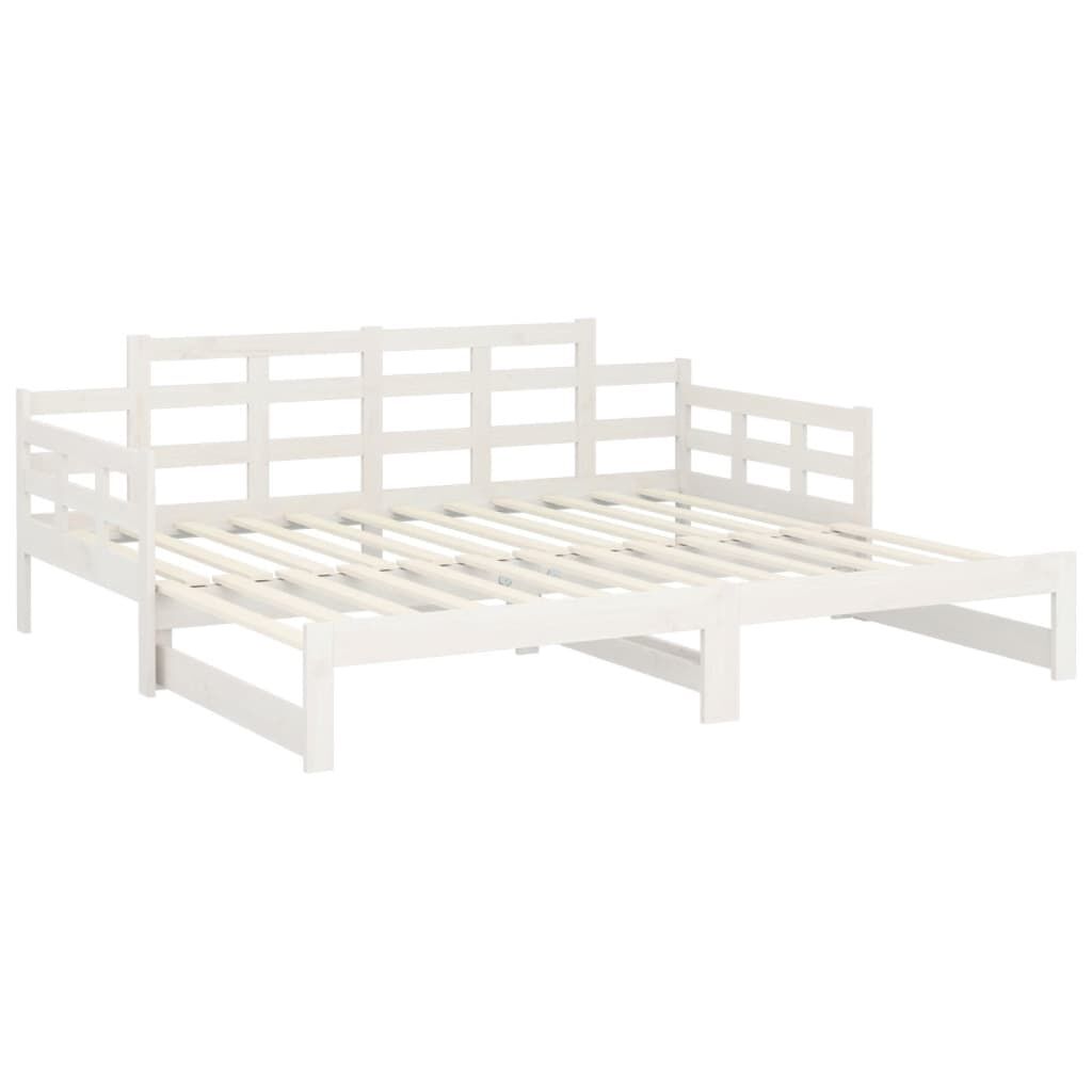 vidaXL Καναπές Κρεβάτι Συρόμενος Λευκός 2x(90x190) εκ. από Μασίφ Πεύκο