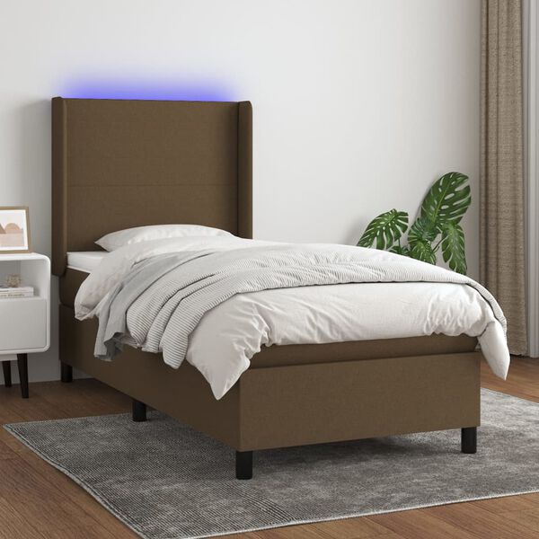 vidaXL &Kappa;&rho;&epsilon;&beta;ά&tau;&iota; Boxspring &mu;&epsilon; &Sigma;&tau;&rho;ώ&mu;&alpha; & LED &Sigma;&kappa;.&Kappa;&alpha;&phi;έ 90x200 &epsilon;&kappa;. &Upsilon;&phi;&alpha;&sigma;&mu;ά&tau;&iota;&nu;&omicron;