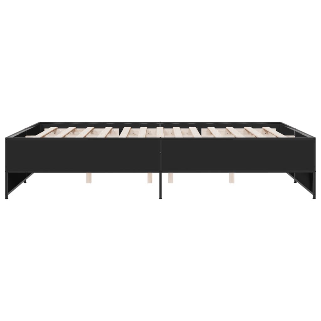 vidaXL Πλαίσιο Κρεβατιού Μαύρο 160 x 200 εκ. Επεξ. Ξύλο & Μέταλλο