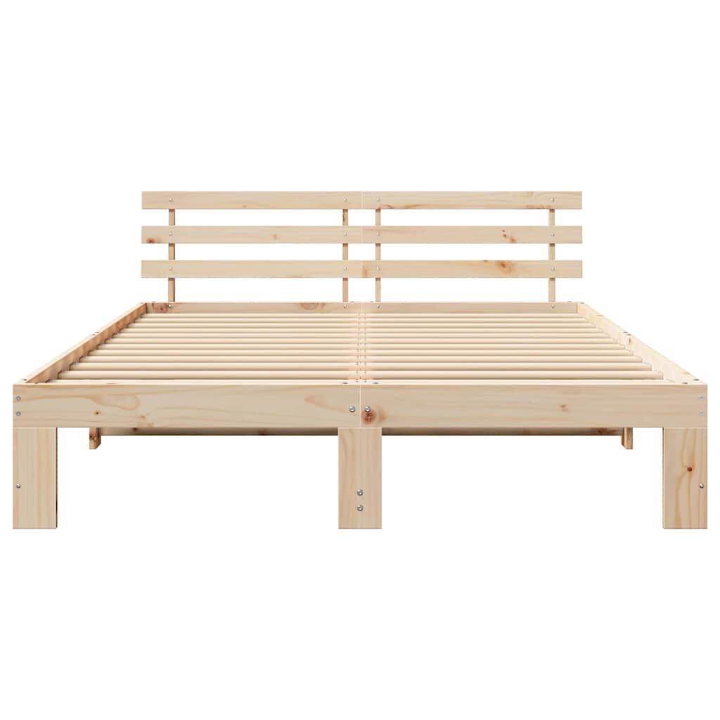 vidaXL Σκελετός Κρεβατιού Καφέ 140 x 200 cm Μασίφ ξύλο πεύκου