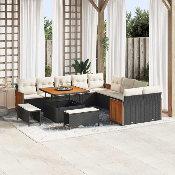 vidaXL &Sigma;&epsilon;&tau; &Kappa;&alpha;&nu;&alpha;&pi;έ &Kappa;ή&pi;&omicron;&upsilon; 13 pcs &Mu;&alpha;ύ&rho;&omicron; &kappa;&alpha;&iota; &Kappa;&rho;έ&mu;&alpha; &sigma;&upsilon;&nu;&theta;&epsilon;&tau;&iota;&kappa;ό &rho;&alpha;&tau;ά&nu;