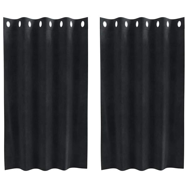 vidaXL Κουρτίνες με κουρτίνες 2 pcs Μαύρο 140 x 140 cm Βελούδο