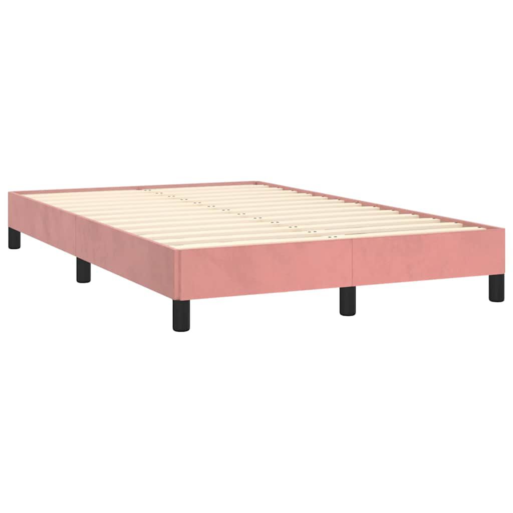 vidaXL Κρεβάτι Boxspring με Στρώμα & LED Ροζ 120x190 εκ. Βελούδινο