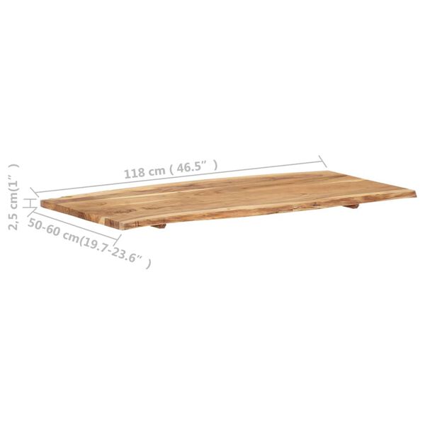 vidaXL Επιφάνεια Τραπεζιού 118 x (50-60) x 2,5 εκ. Μασίφ Ξύλο Ακακίας