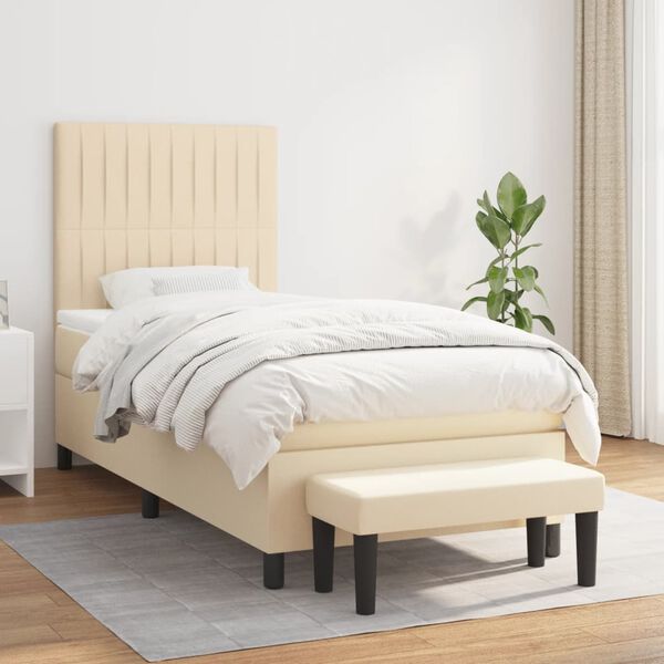 vidaXL &Kappa;&rho;&epsilon;&beta;ά&tau;&iota; Boxspring &mu;&epsilon; &Sigma;&tau;&rho;ώ&mu;&alpha; &Kappa;&rho;&epsilon;&mu; 90x190 &epsilon;&kappa;.&Upsilon;&phi;&alpha;&sigma;&mu;ά&tau;&iota;&nu;&omicron;