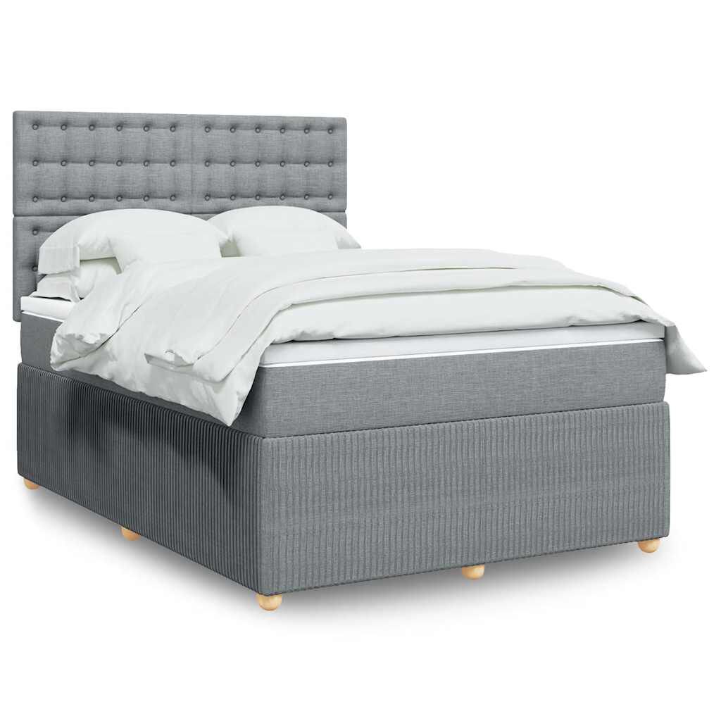 vidaXL Κρεβάτι Boxspring με Στρώμα Ανοιχτό Γκρι 140x200 εκ. Υφασμάτινο