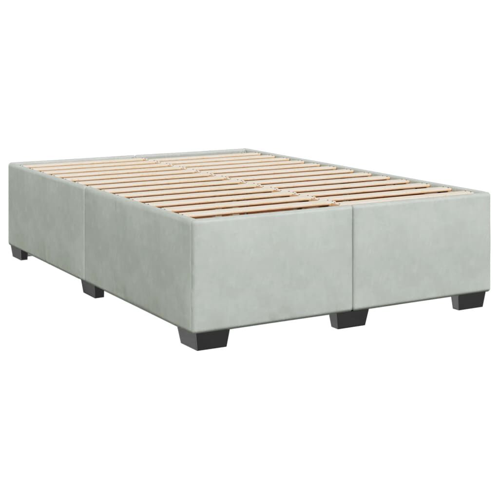 vidaXL Κρεβάτι Boxspring με Στρώμα Ανοιχτό Γκρι 140x200 εκ. Βελούδινο