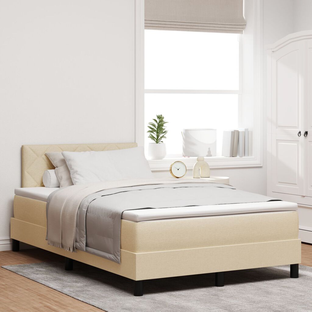 vidaXL Κρεβάτι με Στρώμα Κρέμ 120x190 cm Υφασμάτινο