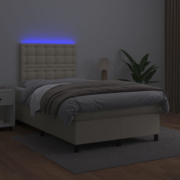 vidaXL &Kappa;&rho;&epsilon;&beta;ά&tau;&iota; Boxspring &mu;&epsilon; &Sigma;&tau;&rho;ώ&mu;&alpha; & LED &Kappa;&rho;&epsilon;&mu; 120x200 &epsilon;&kappa;. &Sigma;&upsilon;&nu;&theta;. &Delta;έ&rho;&mu;&alpha;