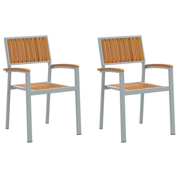 vidaXL Καρέκλα Κήπου 2 pcs Καφέ 56 x 57 x 87εκ. Μασίφ ξύλο ακακίας