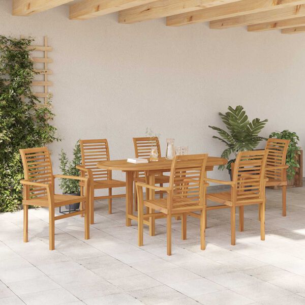 vidaXL Σετ κηπουρικών τραπεζαριών 7 κομματιών από μασίφ ξύλο τικ
