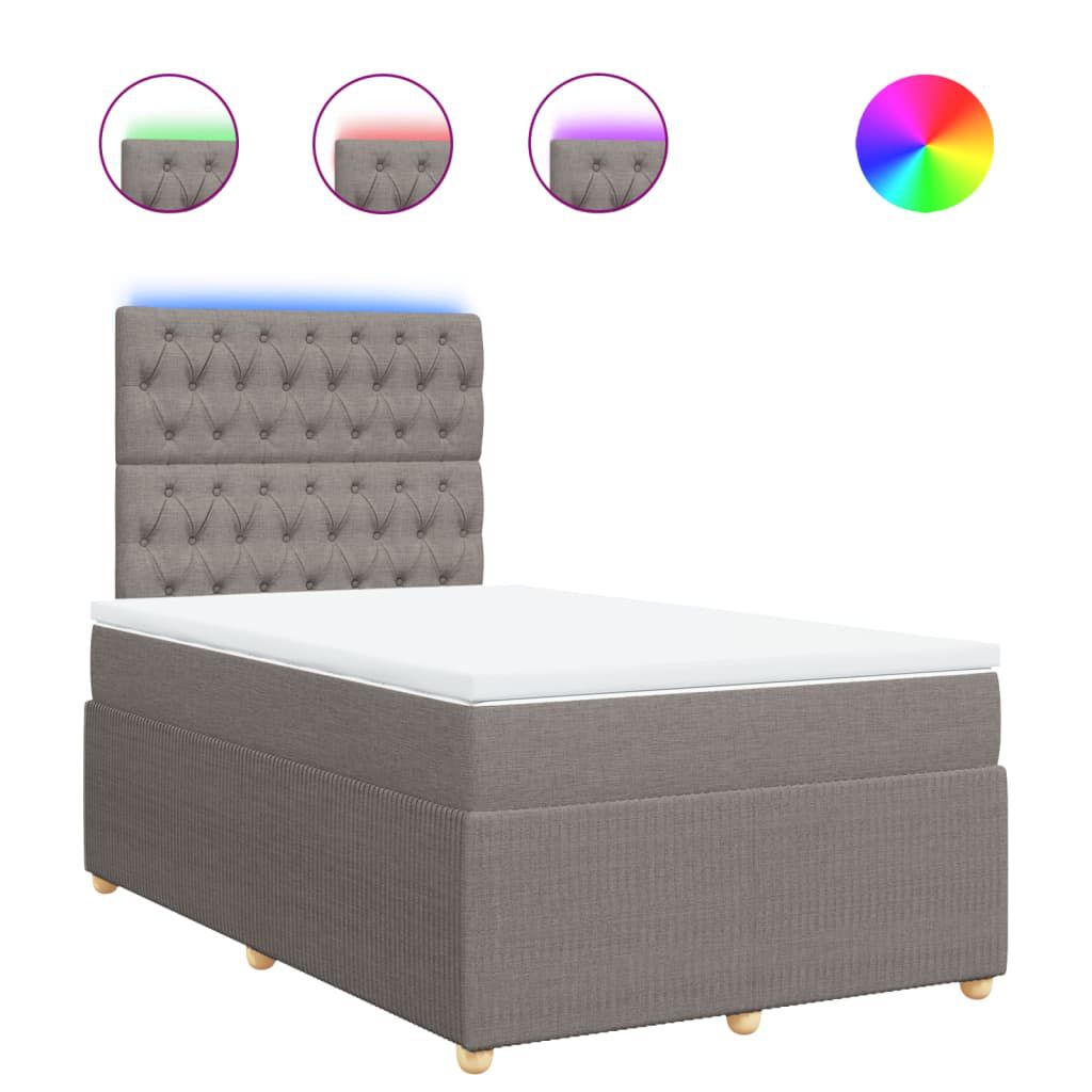 vidaXL Κρεβάτι Boxspring με Στρώμα Taupe 120x190 εκ. Υφασμάτινο