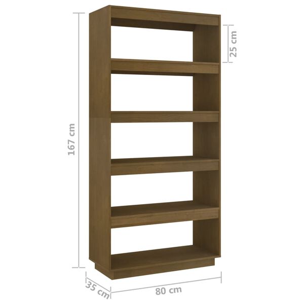 vidaXL Βιβλιοθήκη/Διαχωριστικό Χώρου Μελί 80x35x167 εκ. Μασίφ Πεύκο