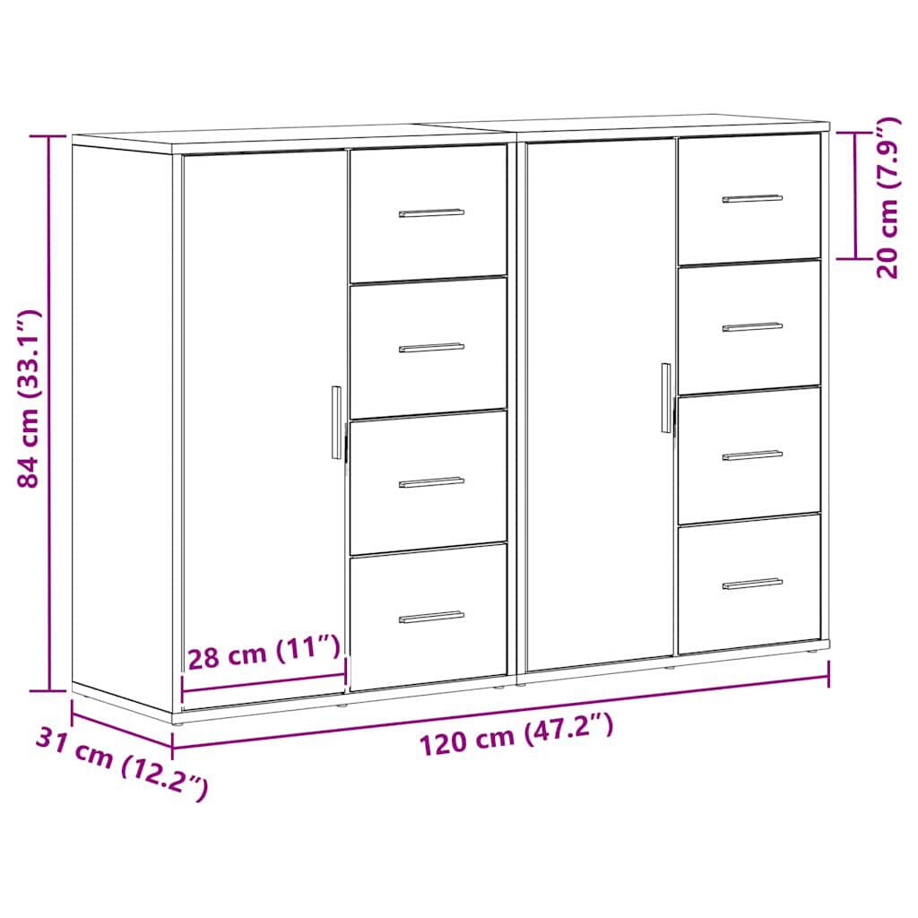 vidaXL Παραδοσιακά Πλευρικά Έπιπλα 2 pcs Παλαιό ξύλο 60 x 31 x 84 εκ.