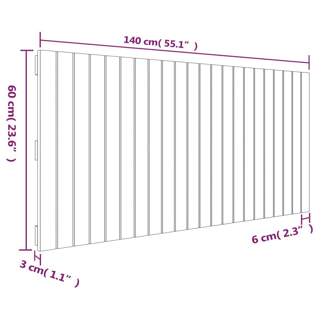 vidaXL Κεφαλάρι Τοίχου Γκρι 140x3x60 εκ. από Μασίφ Ξύλο Πεύκου
