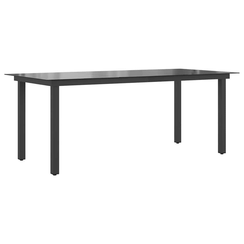 vidaXL Τραπέζι Κήπου Μαύρο 190 x 90 x 74 εκ. από Αλουμίνιο / Γυαλί