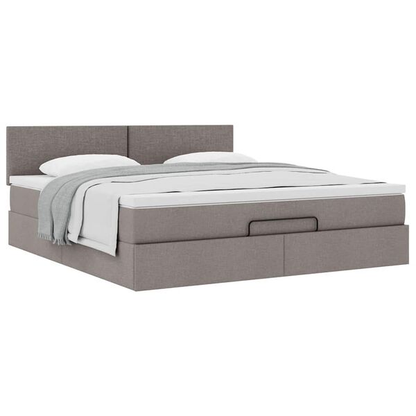 vidaXL Οθωμανικό κρεβάτι με στρώμα Taupe 180x200cm ύφασμα