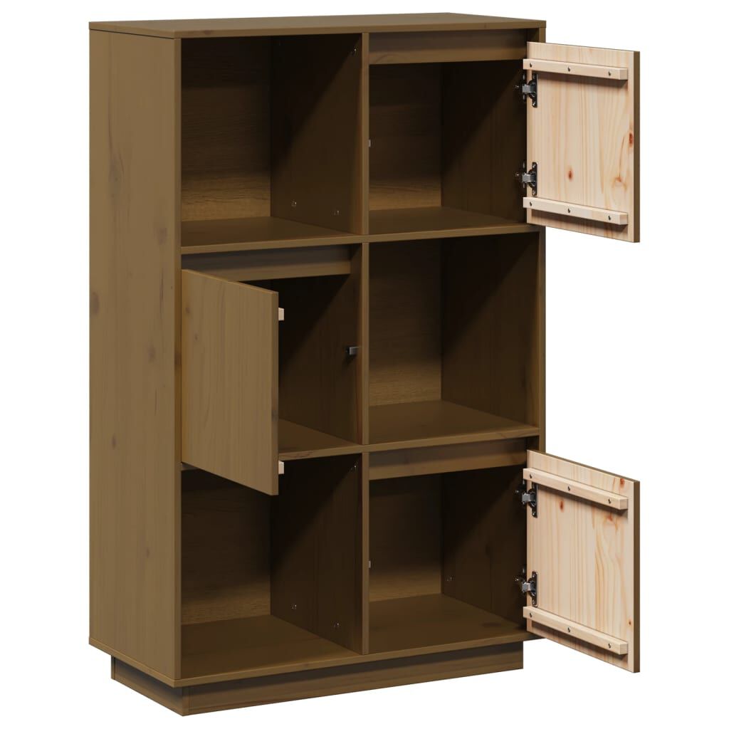 vidaXL Ντουλάπι Ψηλό Μελί 74 x 35 x 117 εκ. από Μασίφ Ξύλο Πεύκου
