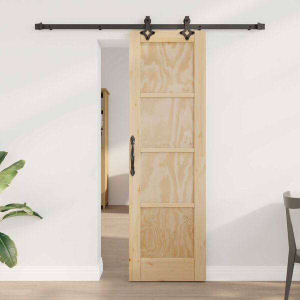 vidaXL Συρόμενη Πόρτα Φυσικό και μαύρο 61 x 198.5 εκ.