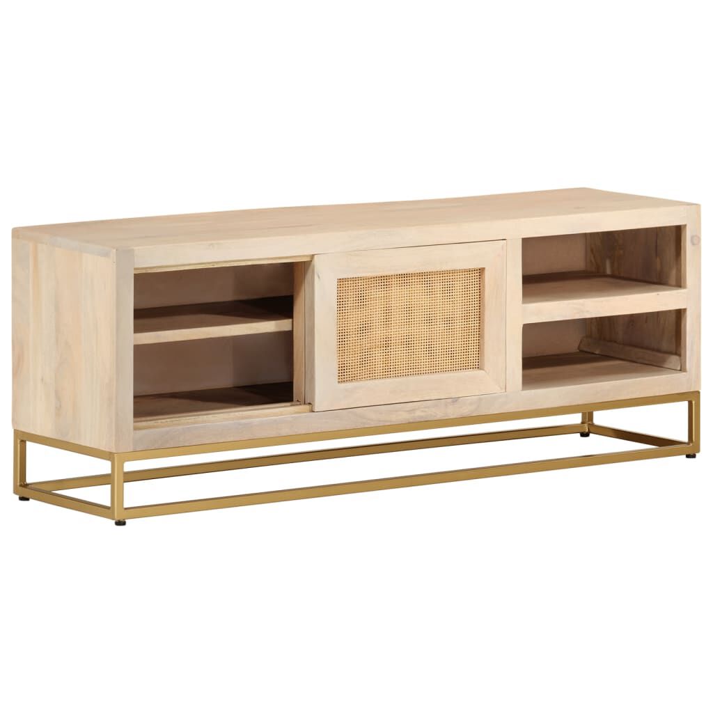 vidaXL Έπιπλο Τηλεόρασης 110 x 30 x 40 εκ. Μασίφ Ξύλο Μάνγκο & Σίδηρος