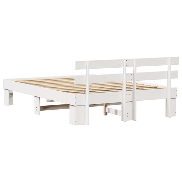 vidaXL Σκελετός Κρεβατιού Λευκό 150 x 200 cm Μασίφ ξύλο πεύκου