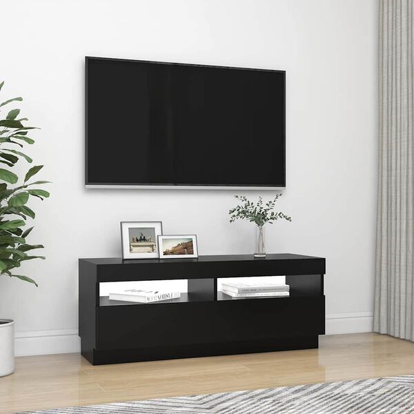 vidaXL Έπιπλο Τηλεόρασης με Φωτισμό LED Μαύρο 100 x 35 x 40 εκ.