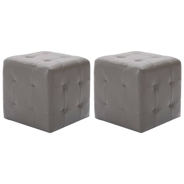 vidaXL Κομοδίνα 2 τεμ. Γκρι 30 x 30 x 30 εκ. από Συνθετικό Δέρμα