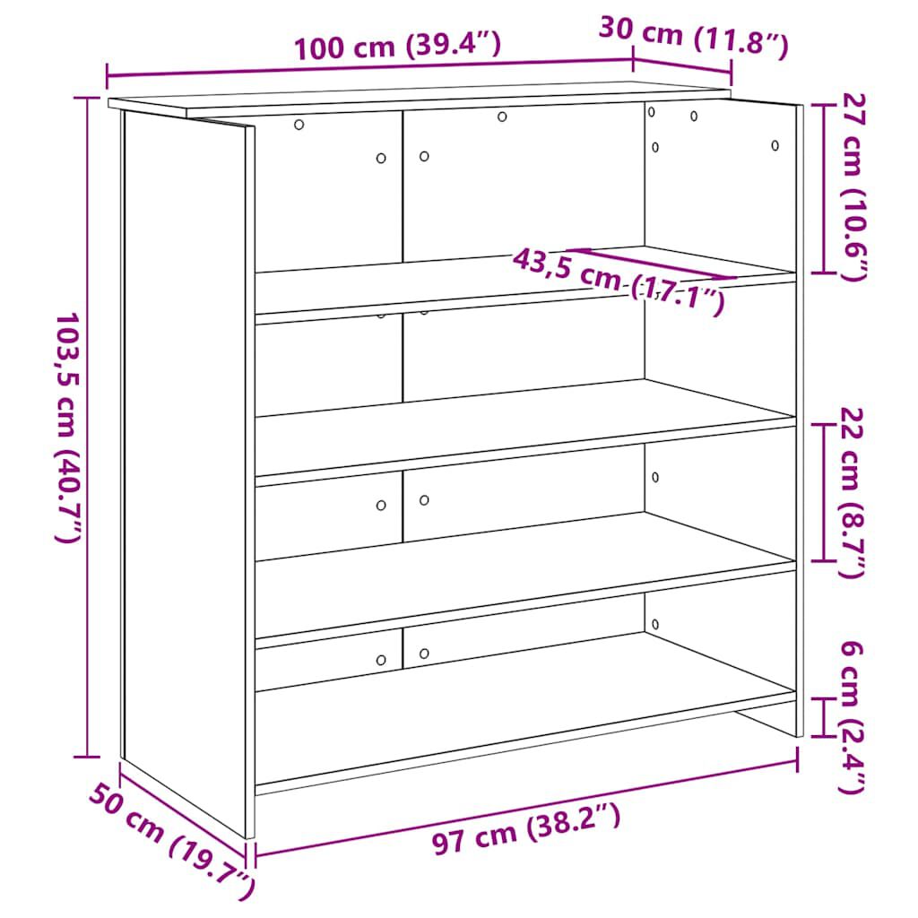 vidaXL Γραφείο υποδοχής 100x50x103,5 εκ. Επεξεργασμένο Ξύλο