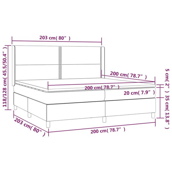 vidaXL Κρεβάτι Boxspring με Στρώμα Σκούρο Γκρι 200x200 εκ. Βελούδινο