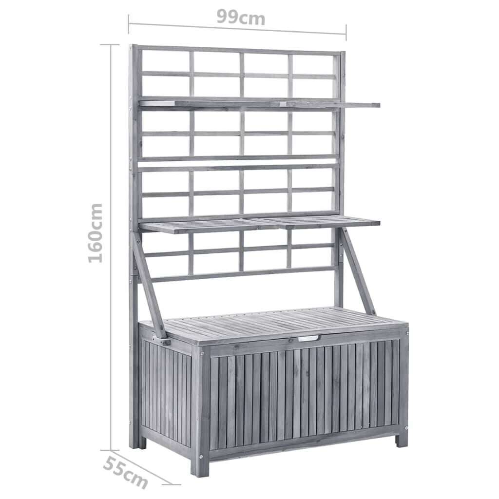 vidaXL Μπαούλο Αποθήκευσης Καφασωτό Γκρι 99x55x160 Μασίφ Ξύλο Ακακίας