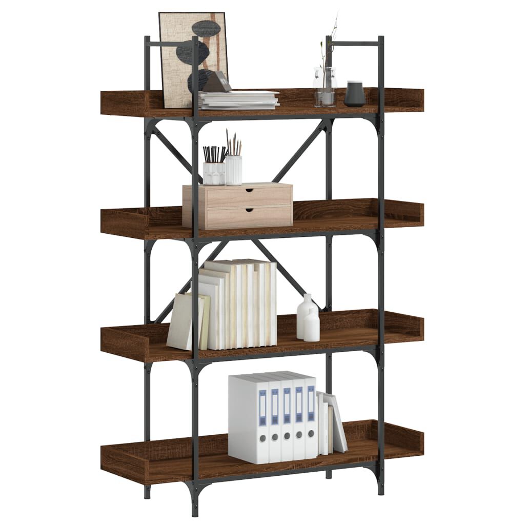 vidaXL Βιβλιοθήκη 4 Επιπέδων Καφέ Δρυς 100x33x145,5 εκ. Επεξεργ. Ξύλο