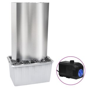 vidaXL Σιντριβάνι Κήπου Ασημί 60,2x37x122,1 εκ. από Ανοξείδωτο Ατσάλι
