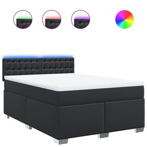 vidaXL Κρεβάτι Boxspring με Στρώμα Μαύρο 140x200εκ.από Συνθετικό Δέρμα