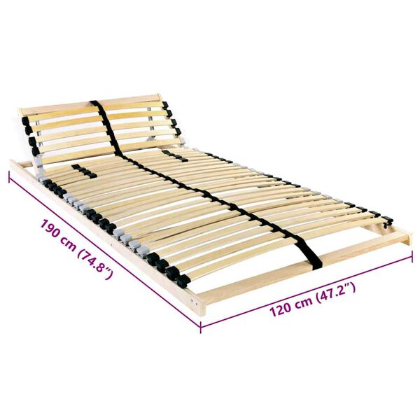 vidaXL Βάση κρεβατιού με λάμες Καφέ 120 x 190 cm Στερεό Ξύλο Μηλιάς