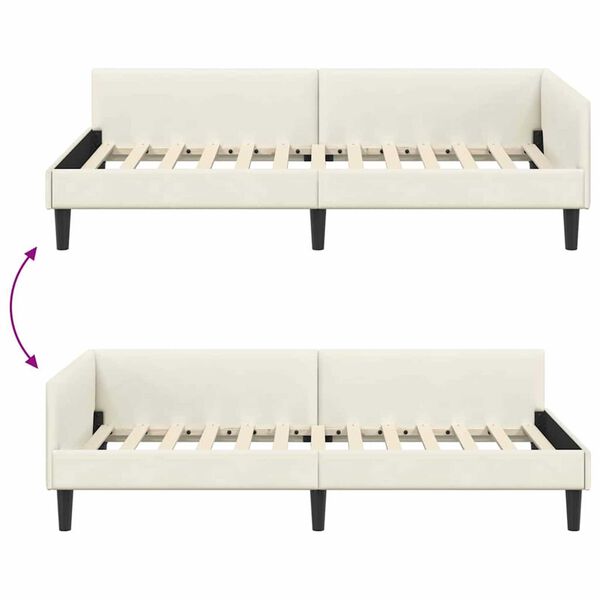 vidaXL Πλαϊνό Κρεβάτι Κρεμ 80 x 200 cm Βελούδο και Στιβαρή ξυλεία