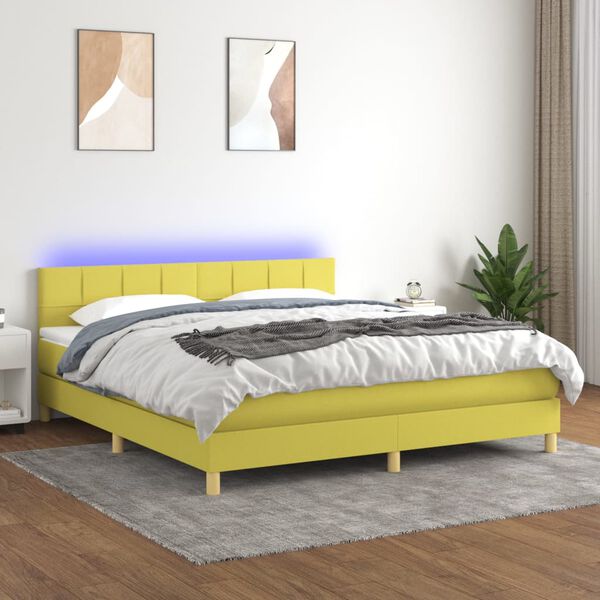 vidaXL &Kappa;&rho;&epsilon;&beta;ά&tau;&iota; Boxspring &mu;&epsilon; &Sigma;&tau;&rho;ώ&mu;&alpha; & LED &Pi;&rho;ά&sigma;&iota;&nu;&omicron; 180x200 &epsilon;&kappa; &Upsilon;&phi;&alpha;&sigma;&mu;ά&tau;&iota;&nu;&omicron;