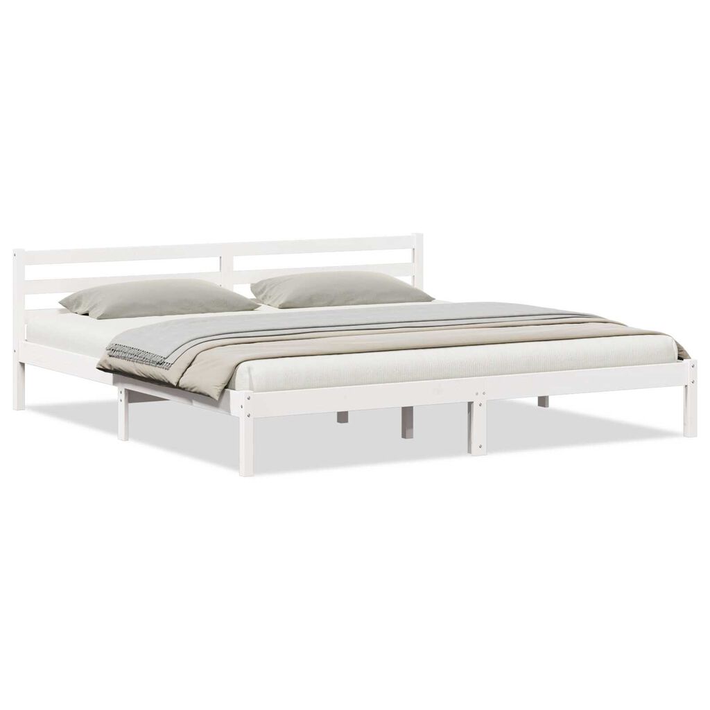 vidaXL Κρεβάτι με κεφαλάρι Λευκό 210 x 180 cm Μασίφ ξύλο πεύκου