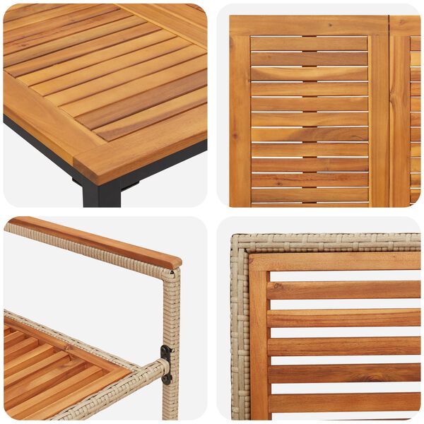 vidaXL Σέτ φαγητού για κήπο 9 pcs Μπεζ 200 x 100 x 75 cm